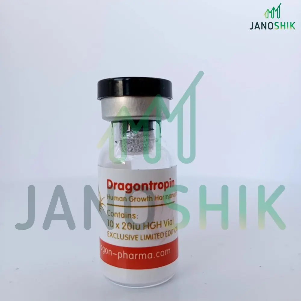 Dragontropin HGH 20IU vial with verified lab results indicating 23 IU strength and high purity