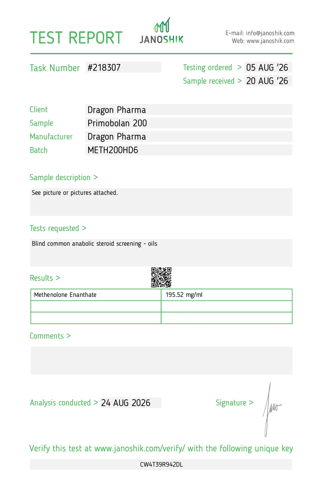 Primobolan 200 lab test result 2026