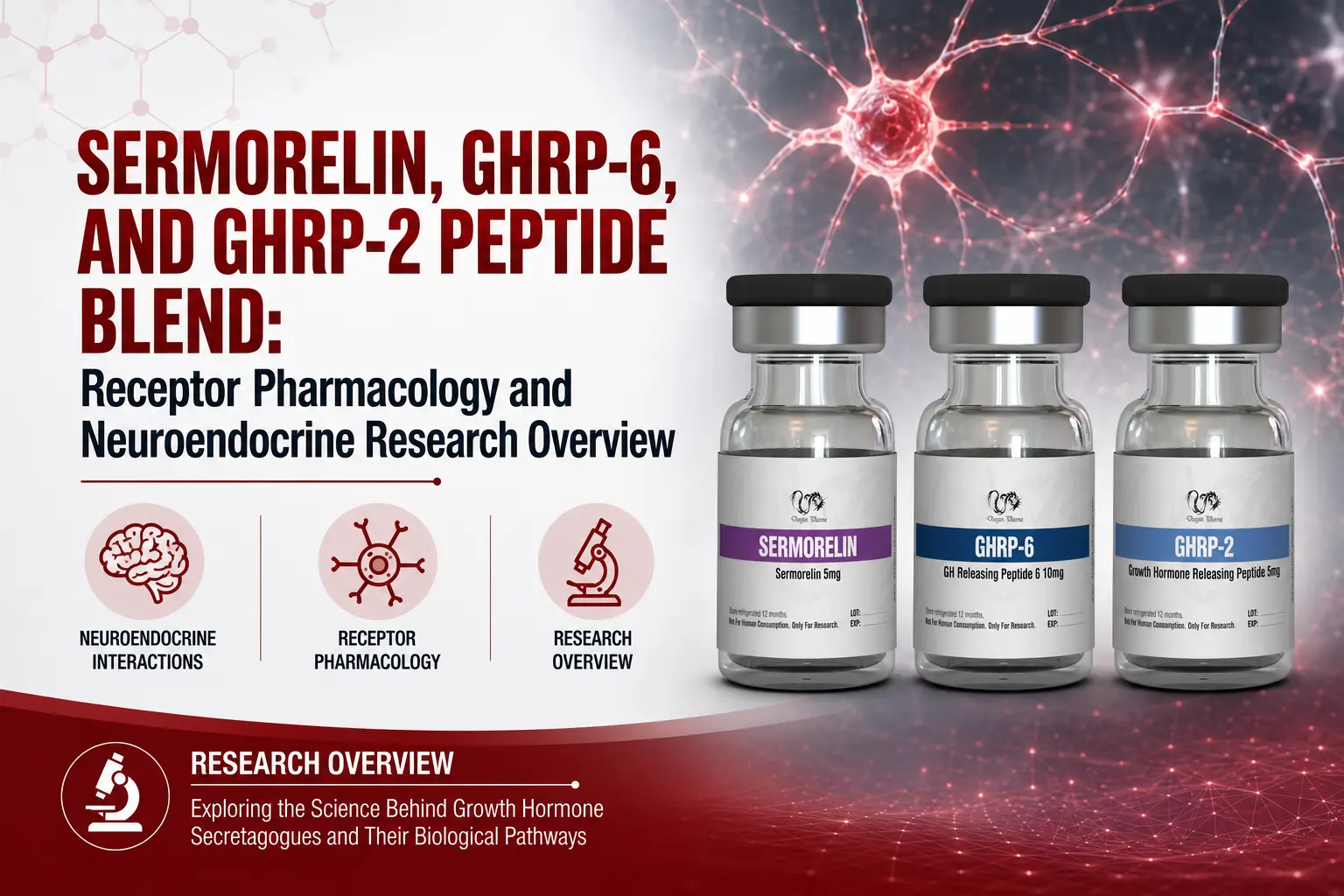 Sermorelin, GHRP-6, and GHRP-2 Peptide Blend: Receptor Pharmacology and Neuroendocrine Research Overview