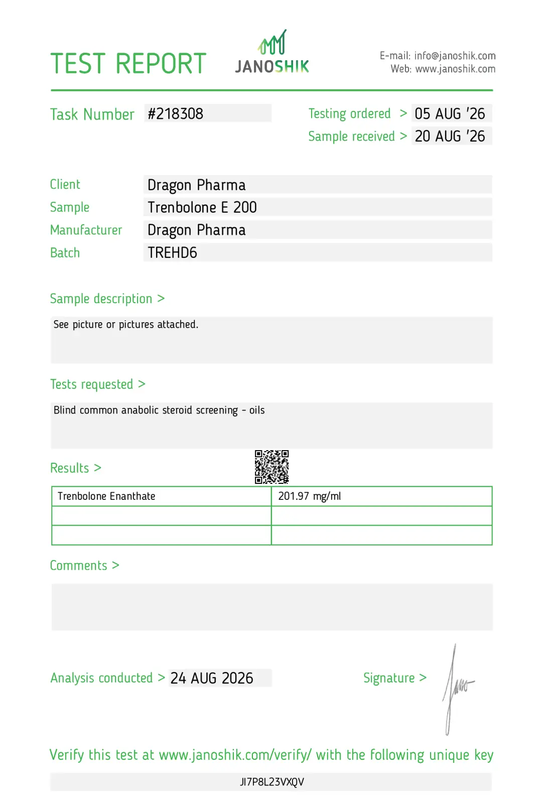 Trenbolone 200 lab test result 2026